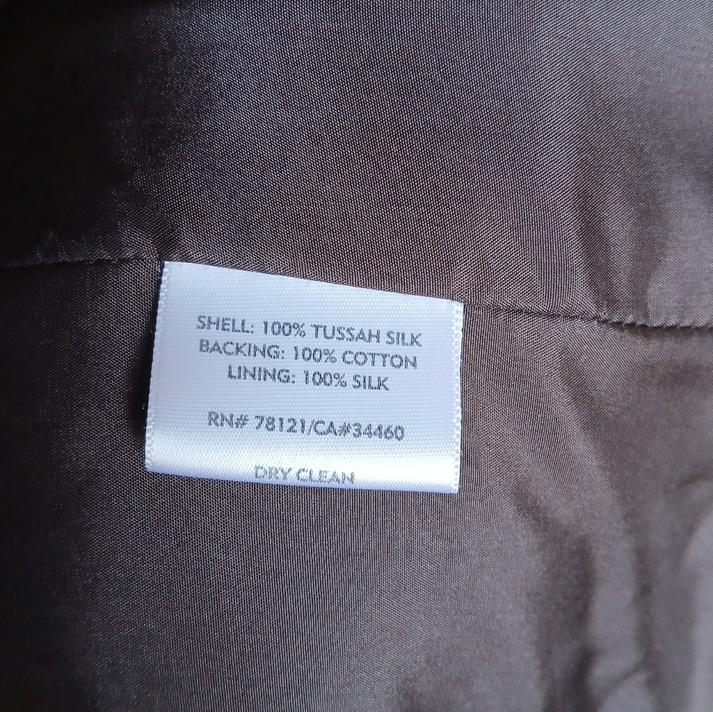 💎 Eileen Fisher 100% Silk Tussah Quilted Crinkle Jacket Brown Blazer - Picture 8 of 11
